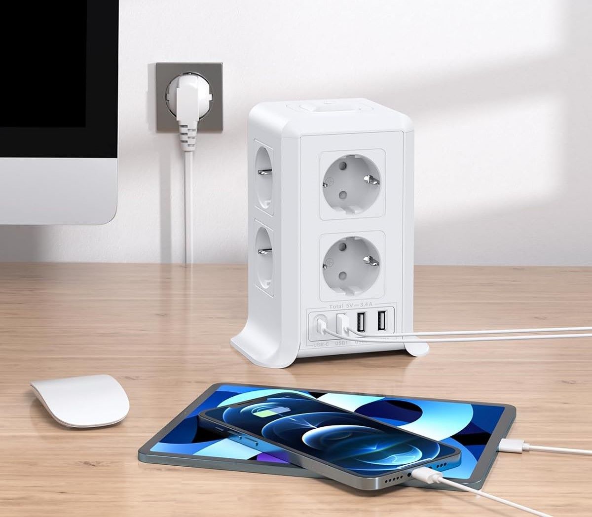 Torre regleta con 12 conexiones Sameriver de Amazon