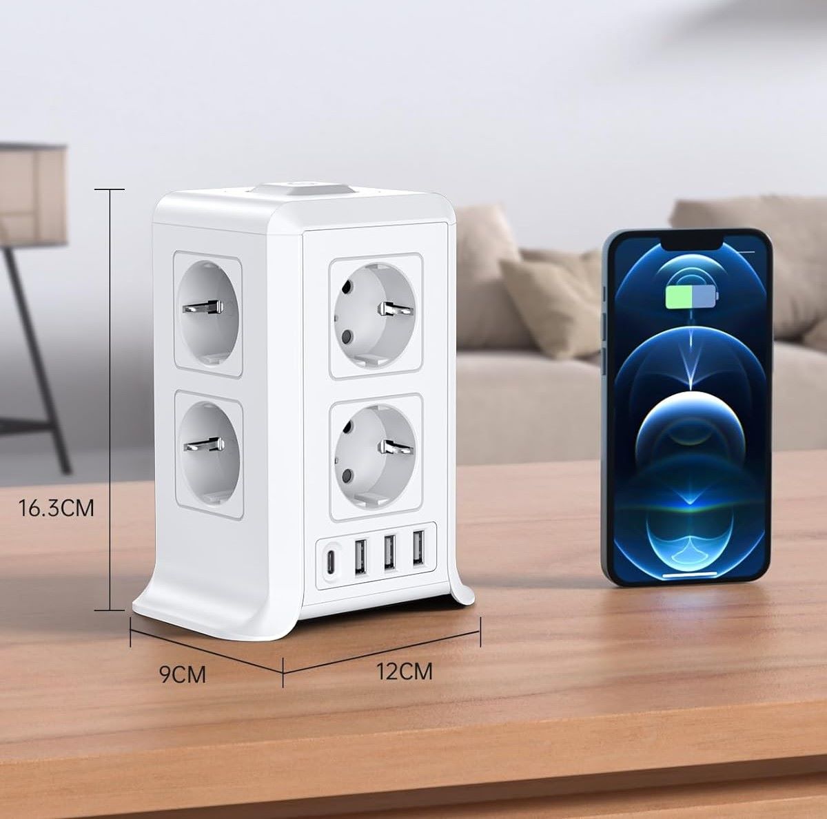 Torre regleta con 12 conexiones Sameriver de Amazon