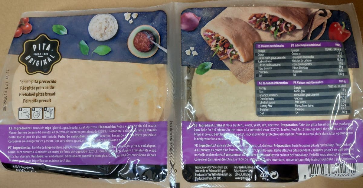 Pan de pita original precocido