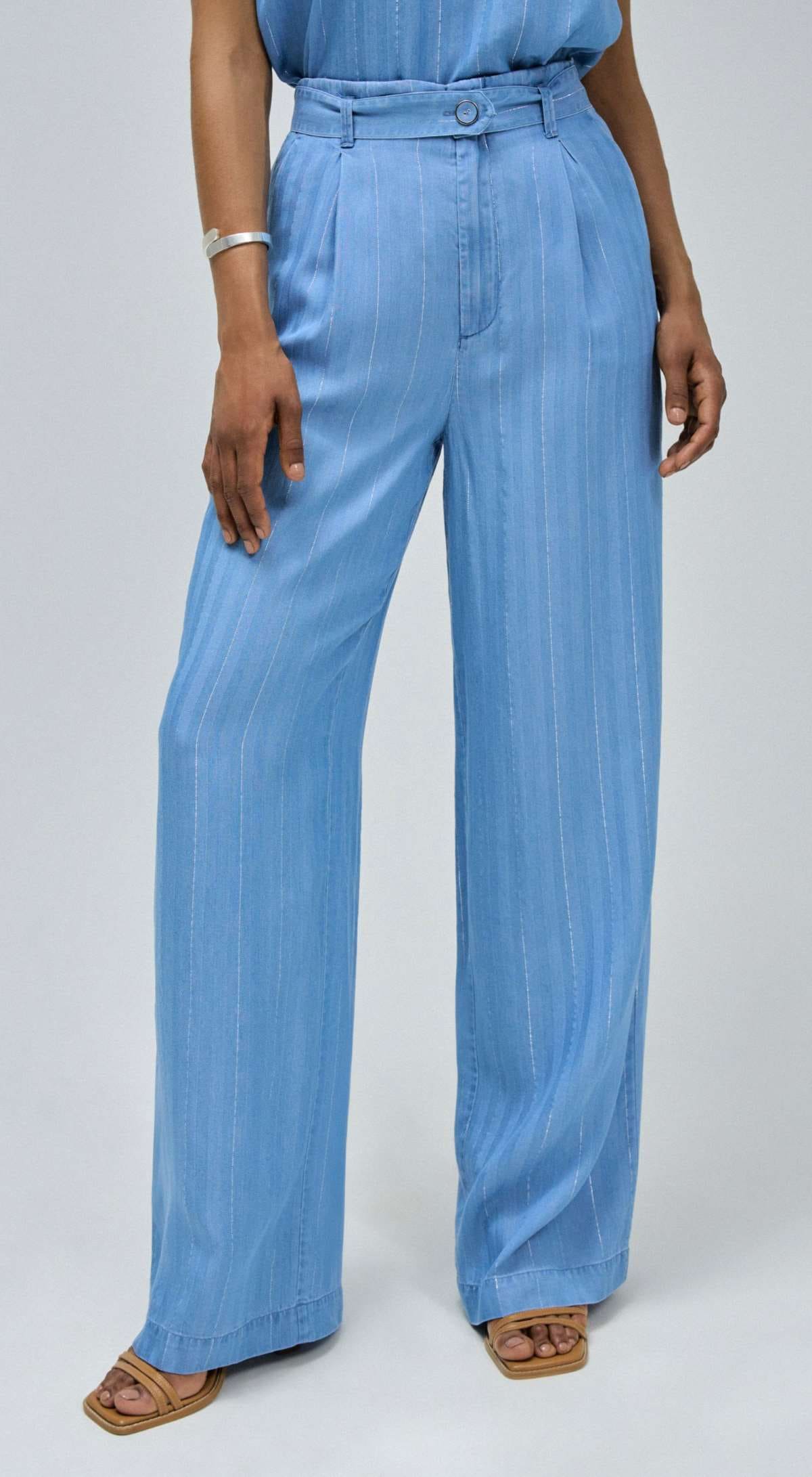 Salsa Jeans Pantalón palazzo de mujer en lightdenim con cinturón de El Corte Inglés