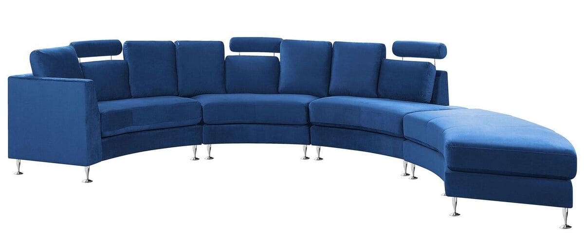 El sofá redondo tapizado en terciopelo azul de 7 plazas Otomana de Carrefour