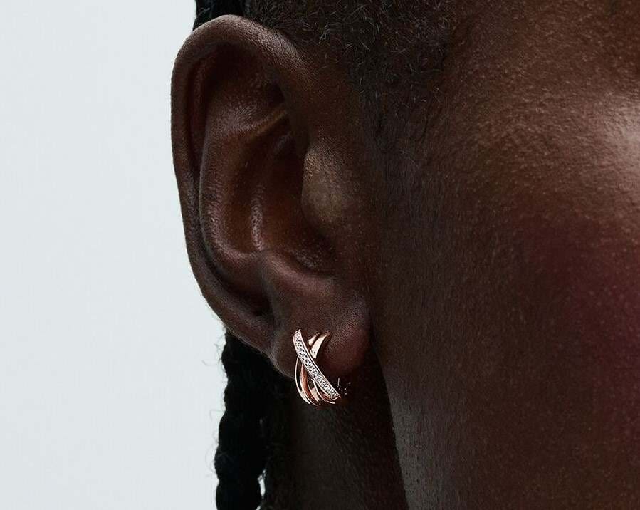 Pendientes de aro Pavé Cruzado de Pandora