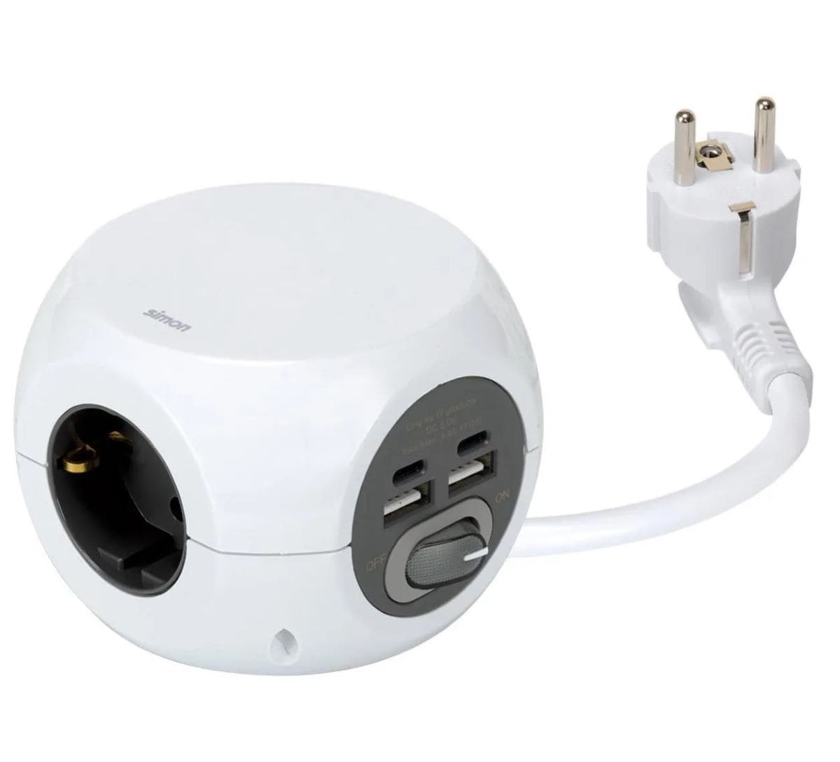 Base Multicombi de 3 tomas + 2 USB A + 2 USB C SIMON