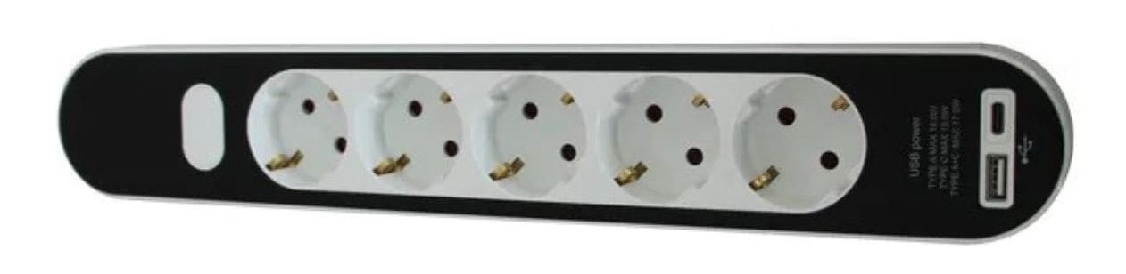 Base múltiple con 5 tomas + USB C + USB A LEXMAN