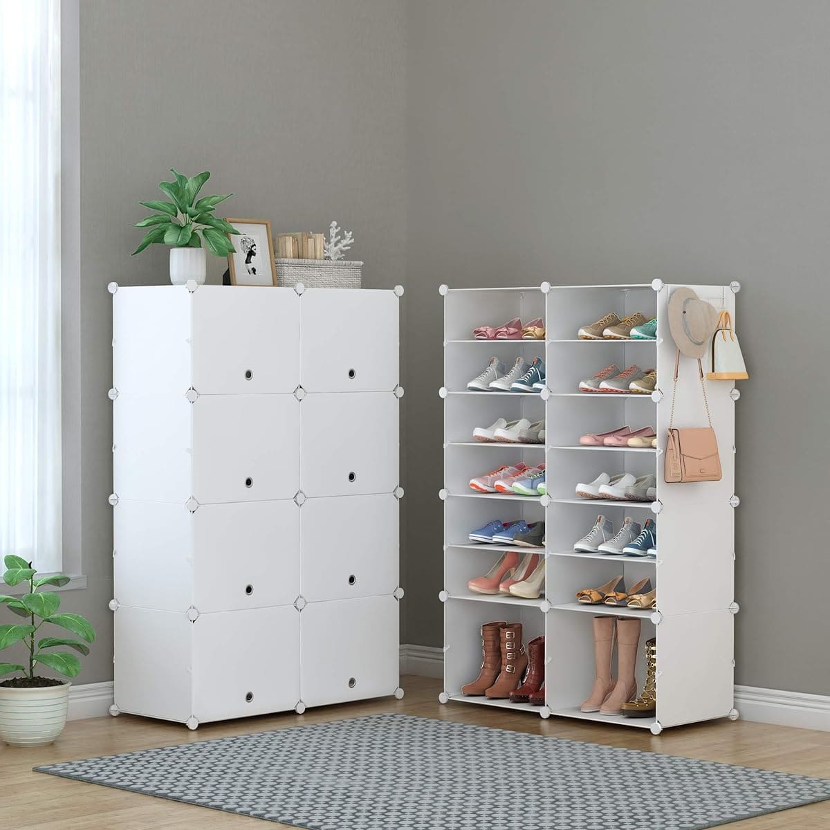 El mueble zapatero blanco con siete niveles HOMIDEC de Amazon