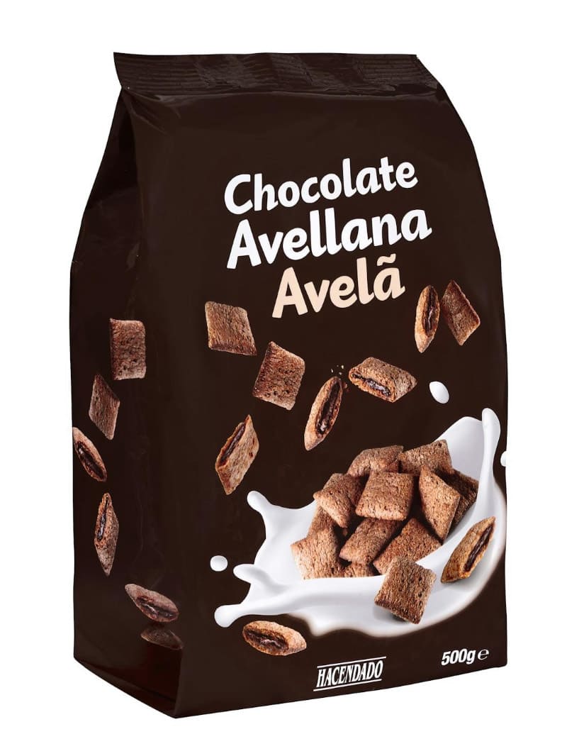 Cereales rellenos de chocolate y avellana Hacendado