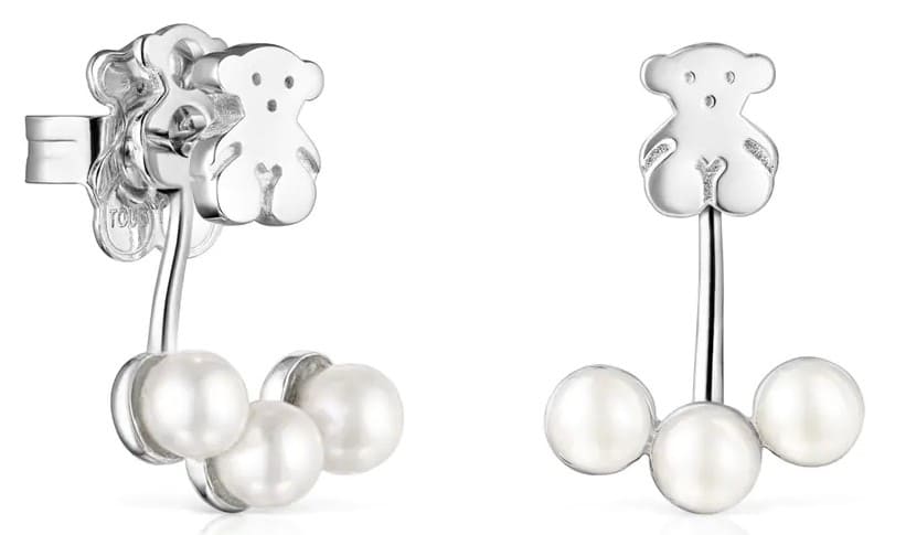 Pendientes cortos de plata con perlas Nocturne de TOUS