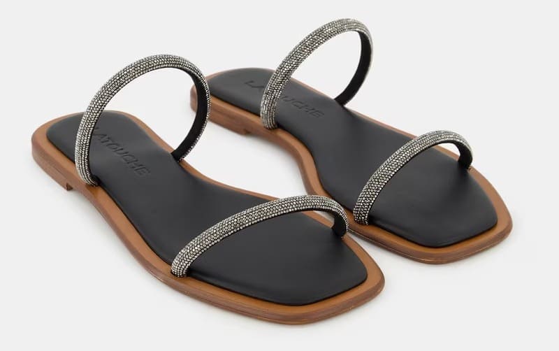 Las sandalias planas de mujer con puntera cuadrada y tiras brillantes de Latouche en El Corte Inglés
