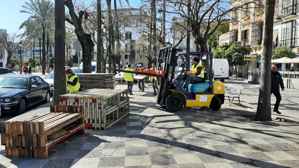 Instalación de palcos en Jerez en una imagen de archivo