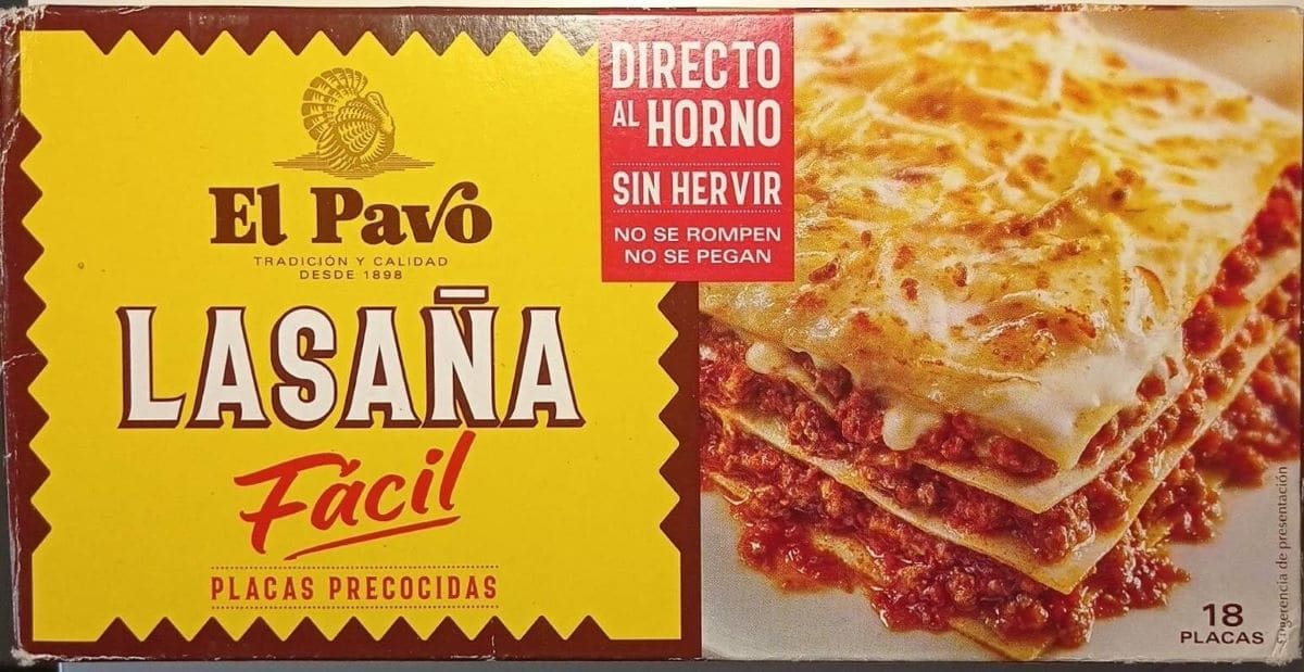 Placas para lasaña precocidas El Pavo