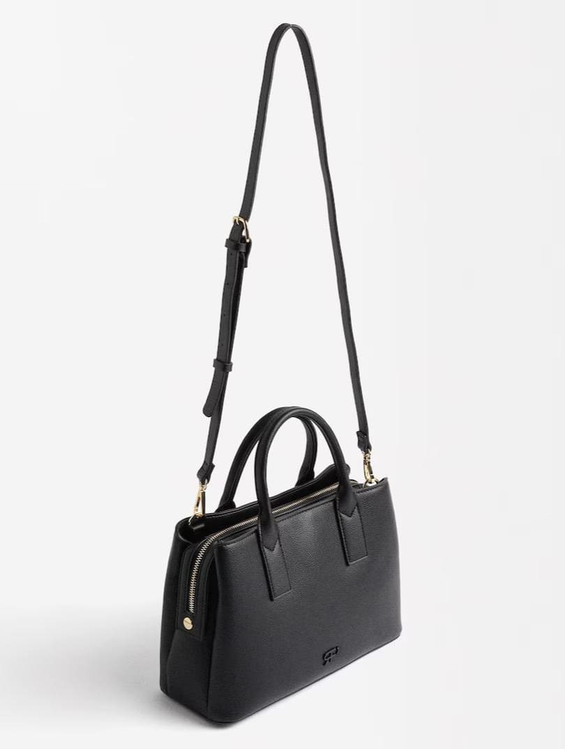 Bolso de mano estilo tote convertible a bandolera con cierre de cremallera en liso