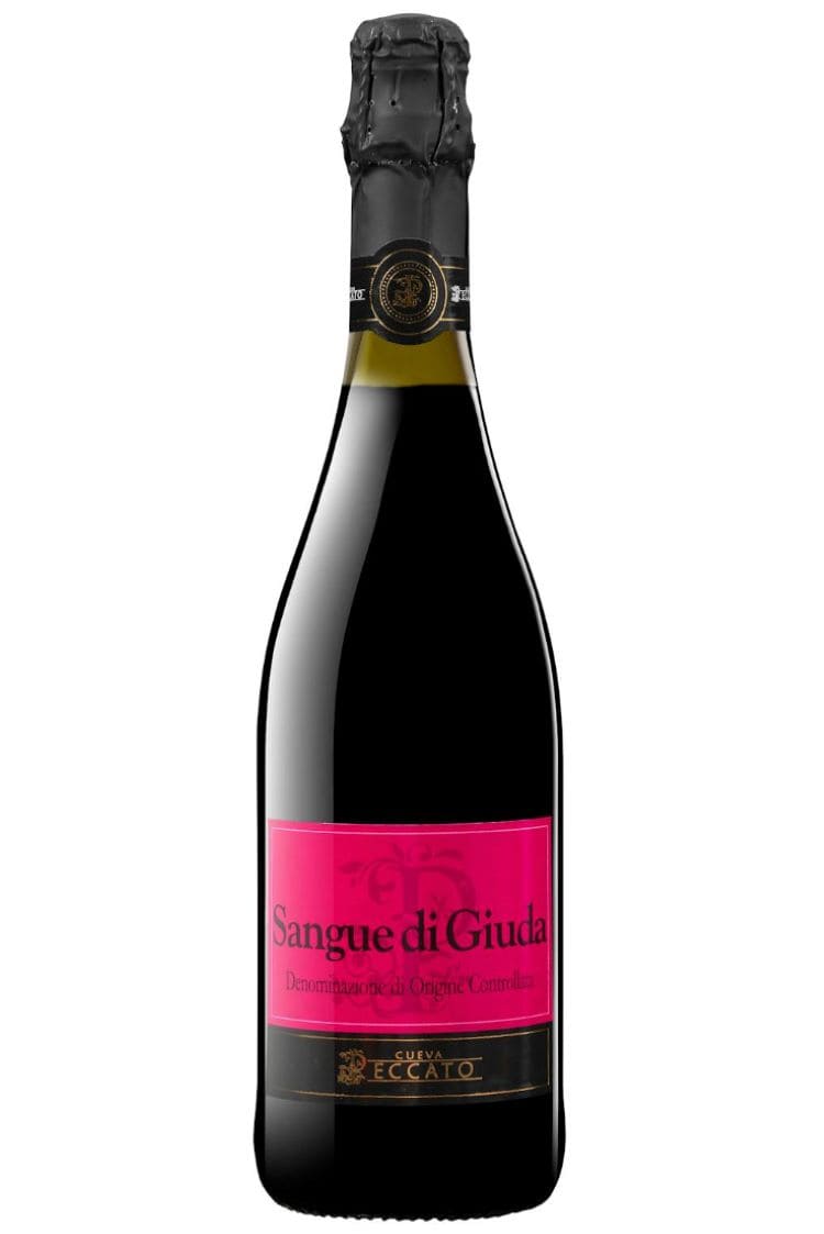 Vino tinto dulce de aguja Sangue di Giuda Cueva peccato frizzante