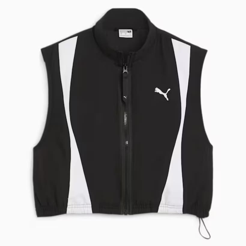La chaqueta de mujer Puma Dare To Woven Vest negra en Decathlon