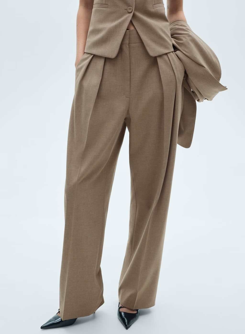 Pantalón traje lana de Mango