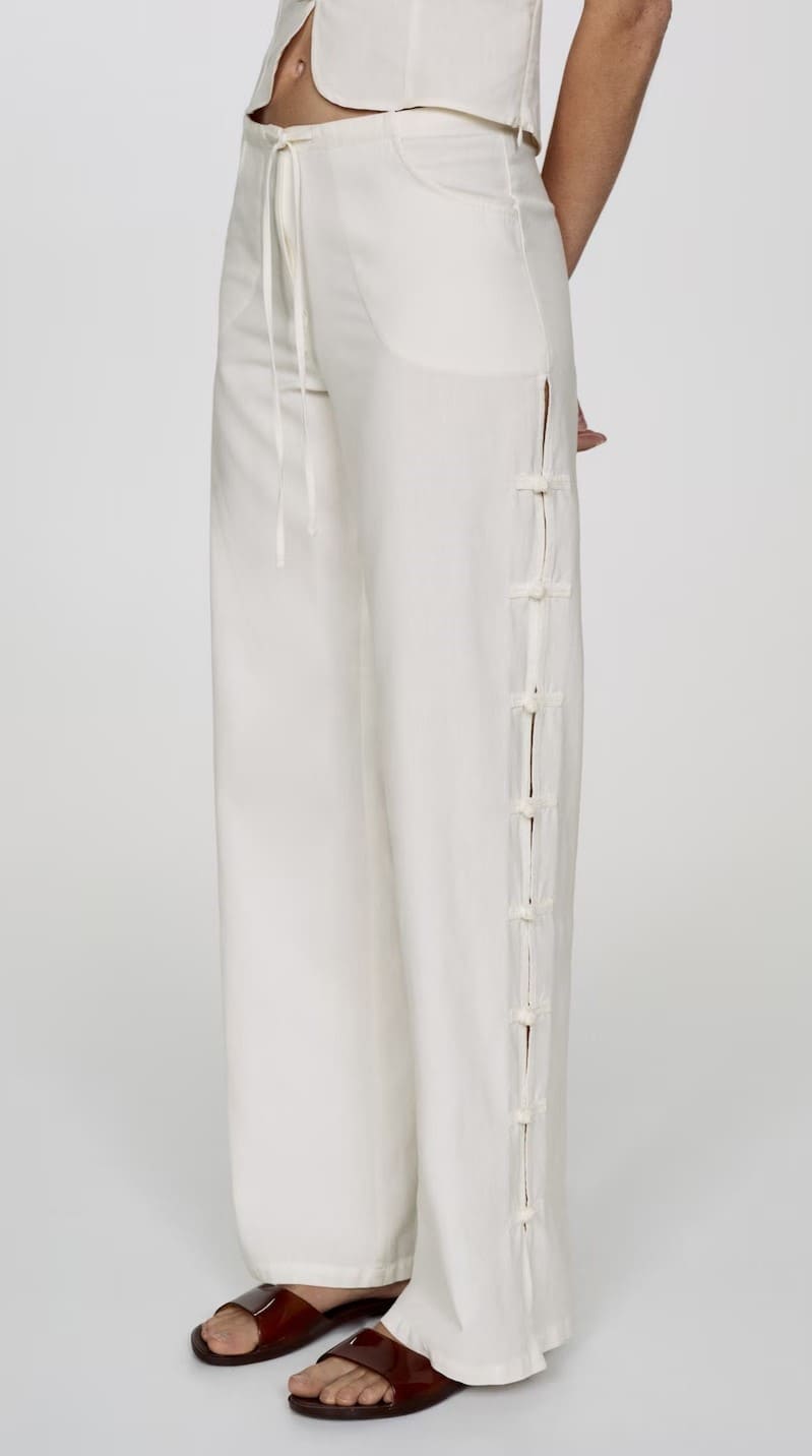 Pantalón wideleg botones de Mango