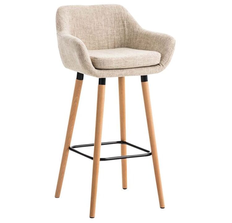 El taburete alto Grant tapizado en tela crema de Carrefour