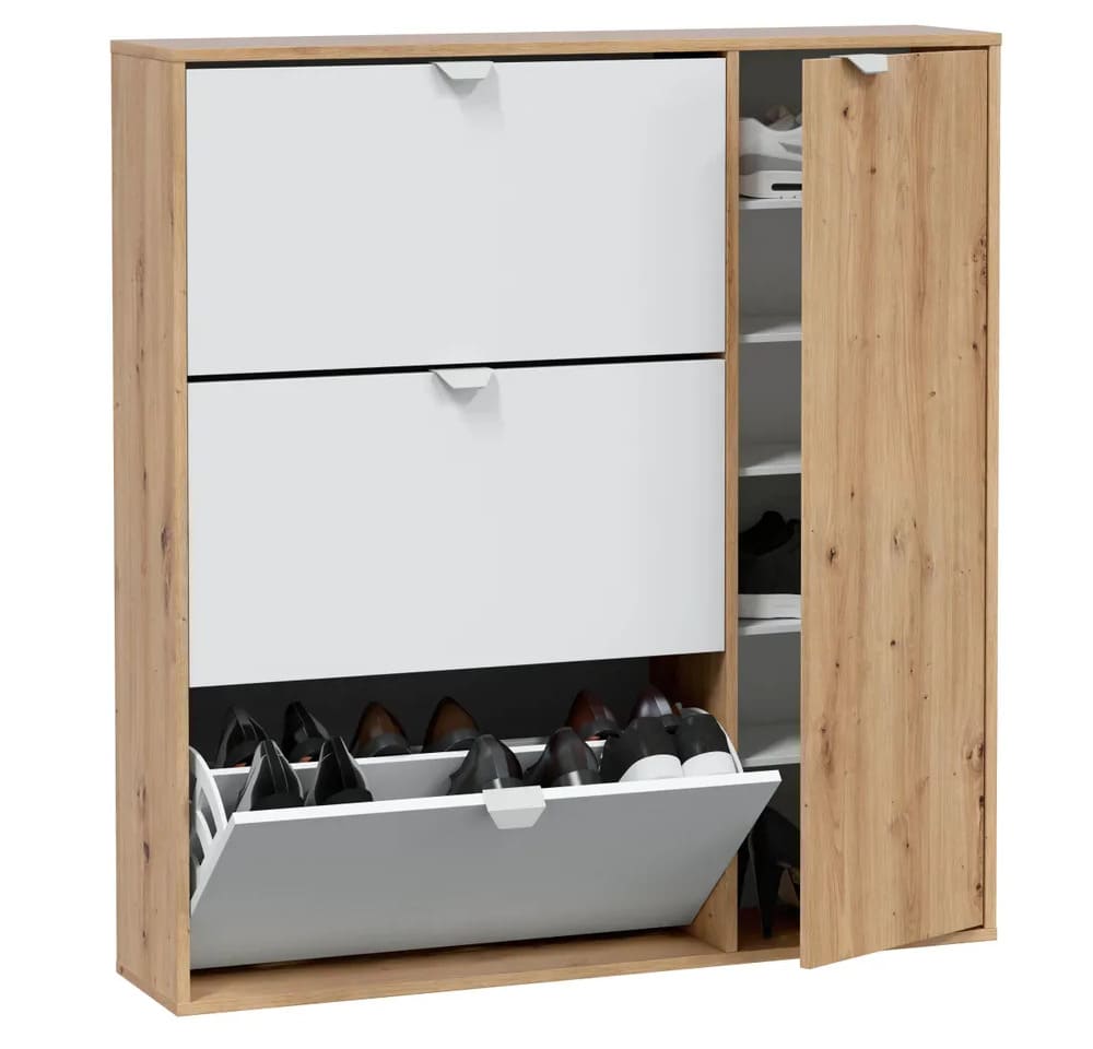 El zapatero Garona blanco y roble natural para 30 pares de Leroy Merlin