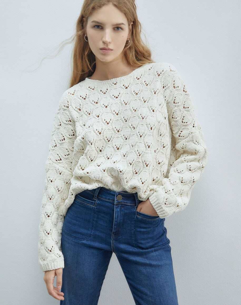 Sfera Jersey chenilla calado Sfera Jersey cuello caja en El Corte Inglés