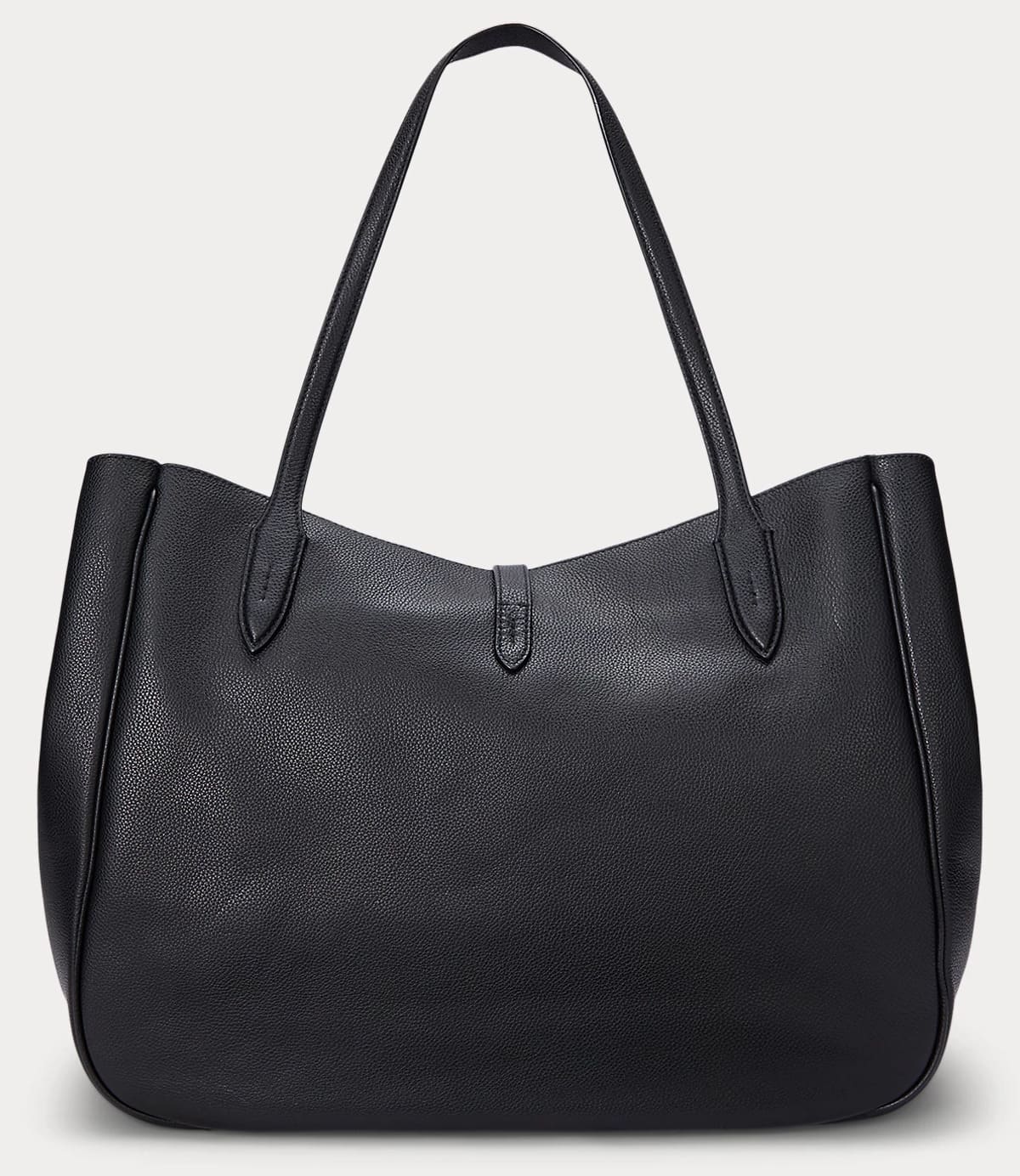 El bolso tote Polo ID de piel grande en color negro de Ralph Lauren