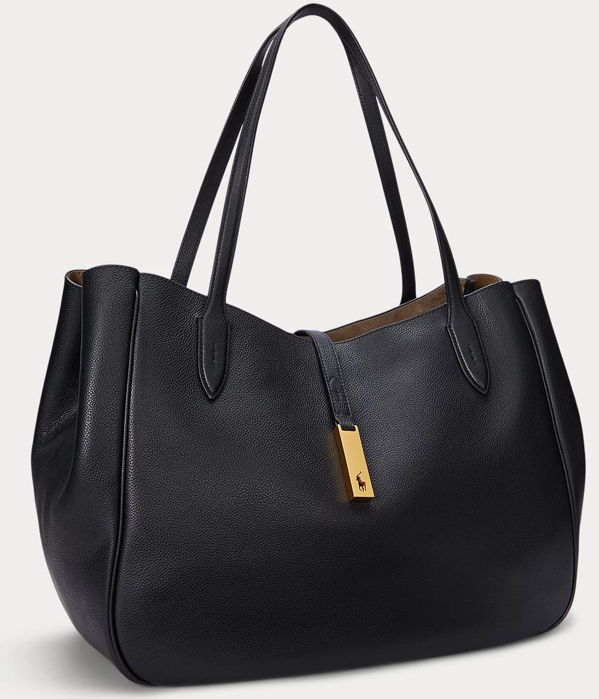El bolso tote Polo ID de piel grande en color negro de Ralph Lauren