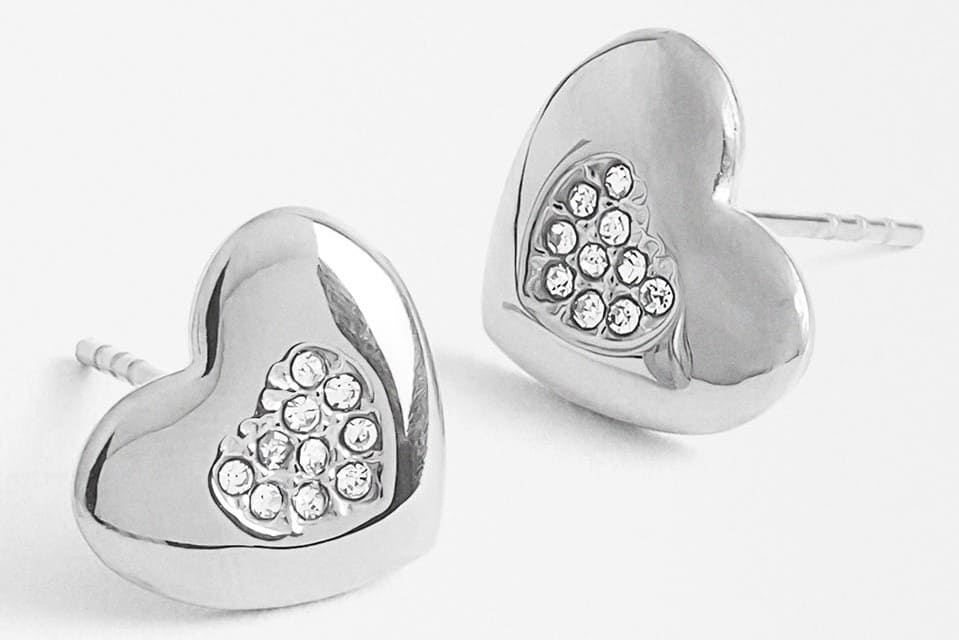 Pendientes De Corazón De Cristal Acero Inoxidable de Parfois