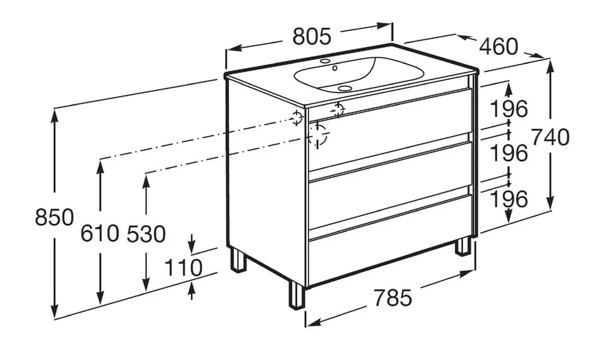 El mueble de baño con lavabo Alpine ROCA blanco en Leroy Merlin