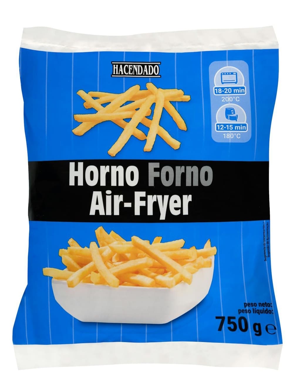 Patatas fritas horno y Airfryer Hacendado ultracongeladas