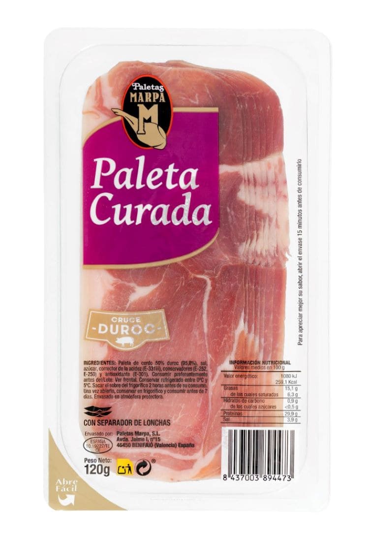 Paleta curada lonchas Paletas Marpa