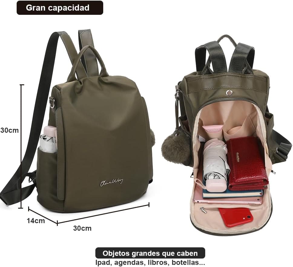Olivia mochila convertible en bolso antirrobo impermeable de Amazon