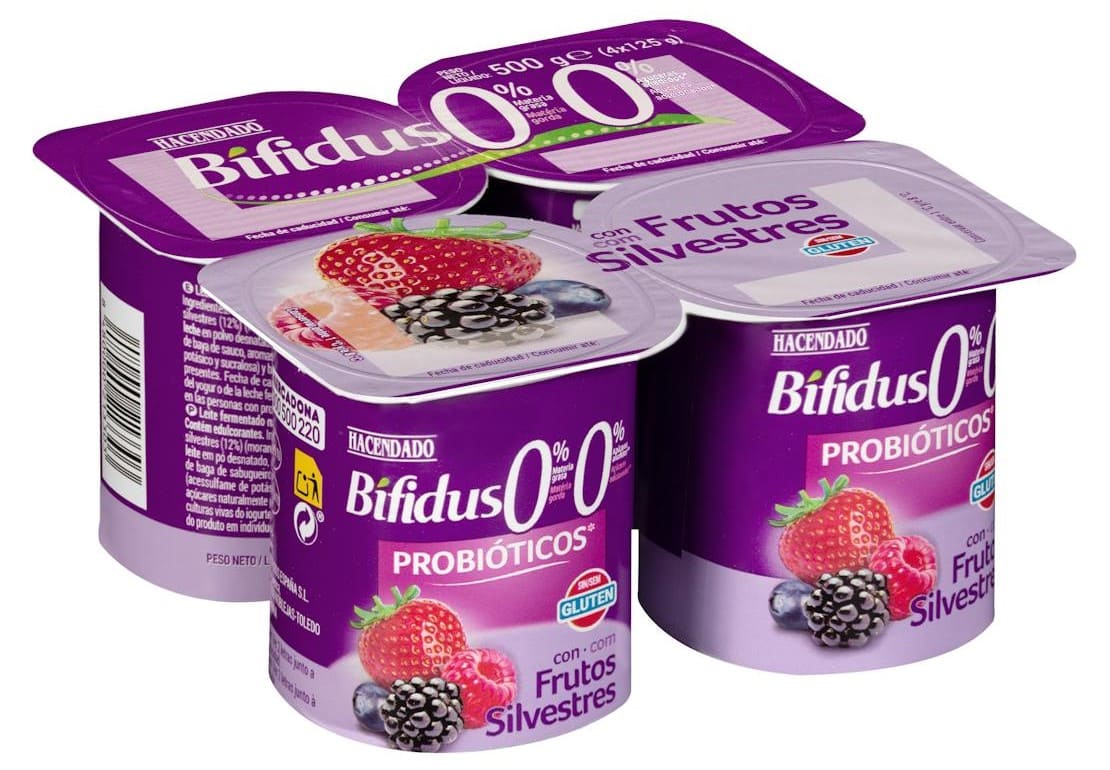 Bífidus desnatado con probiótico y frutos silvestres Hacendado