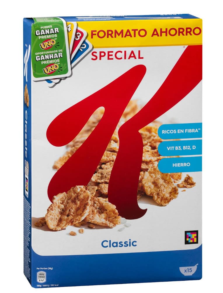 Cereales copos de trigo integral y arroz Special K Classic Kellogg's