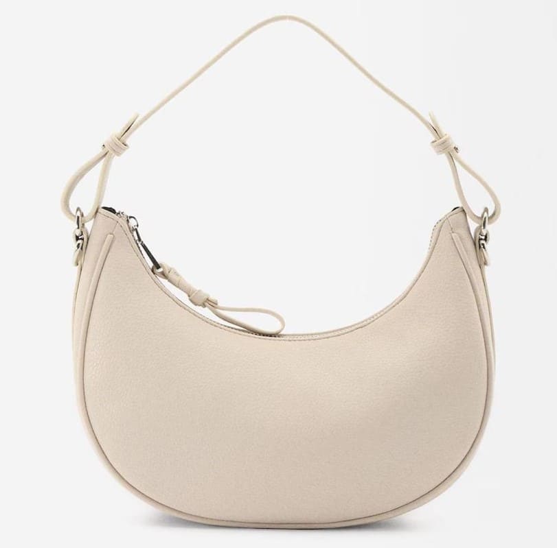 Bolso de hombro convertible a bandolera con cierre de cremallera en liso