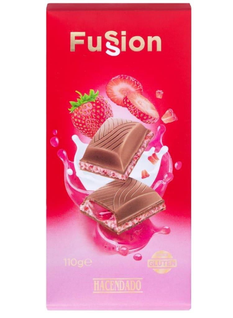 Chocolate con leche crema de fresa Fussion Hacendado