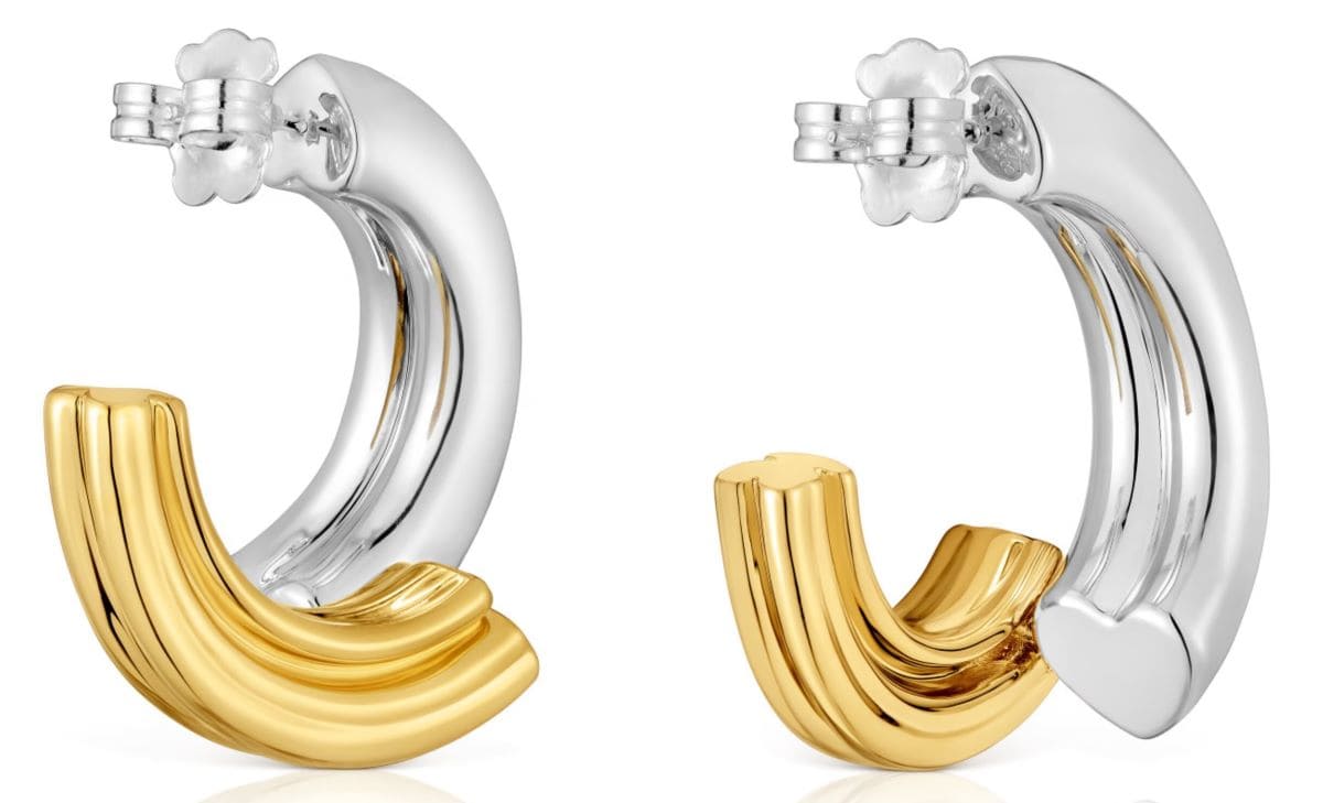 Pendientes de aro largo bicolor con motivo oso TOUS 1950