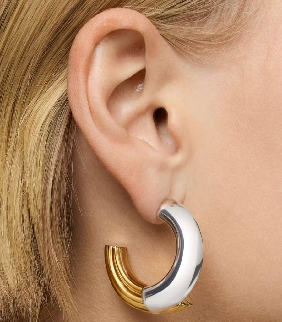 Pendientes de aro largo bicolor con motivo oso TOUS 1950