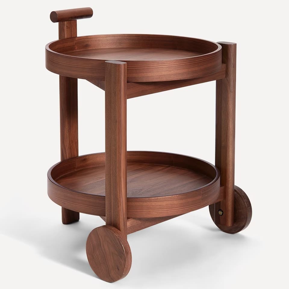 El carro de servicio de madera de nogal Thom Room de El Corte Inglés