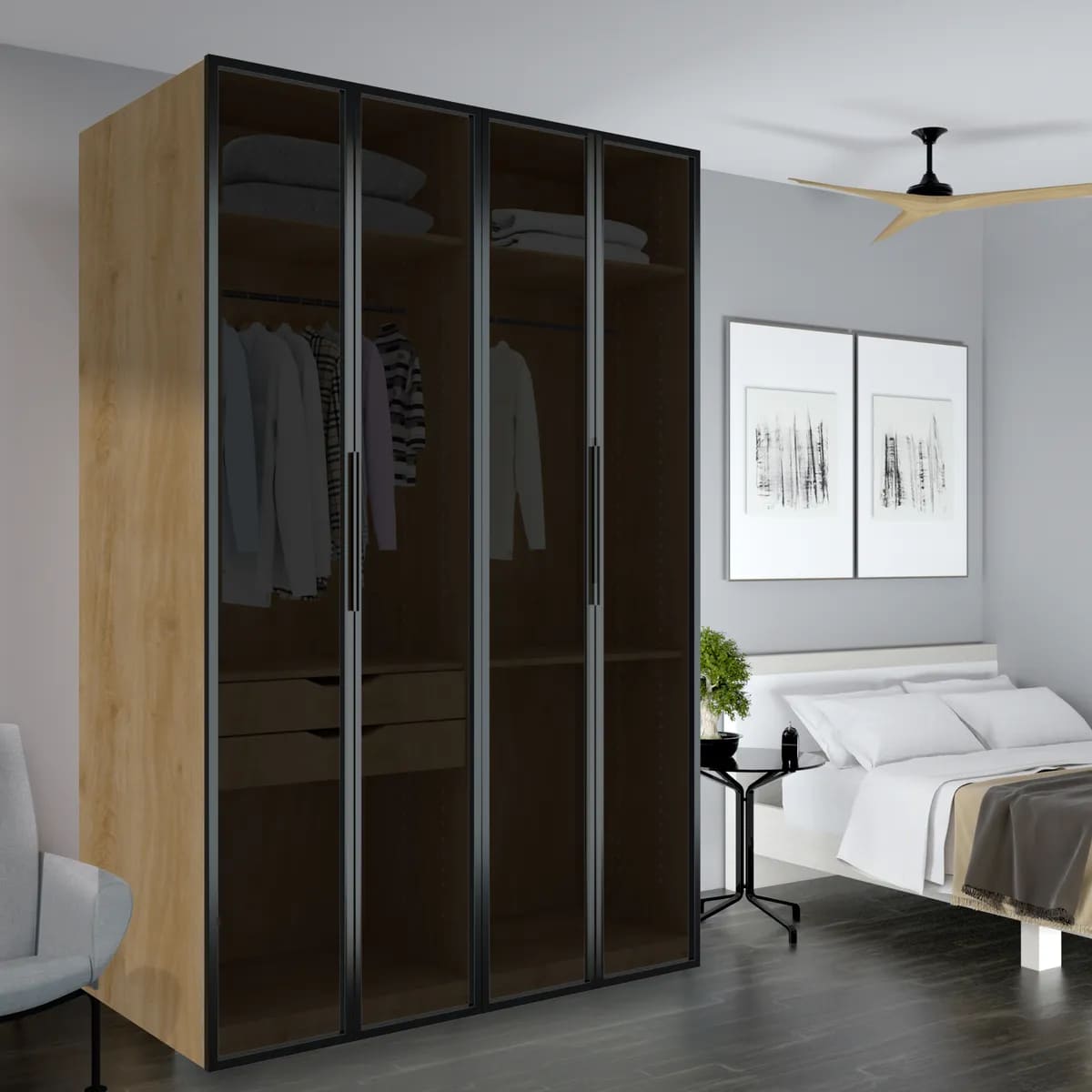 El armario ropero con puerta abatible Spaceo Home Seúl de Leroy Merlin