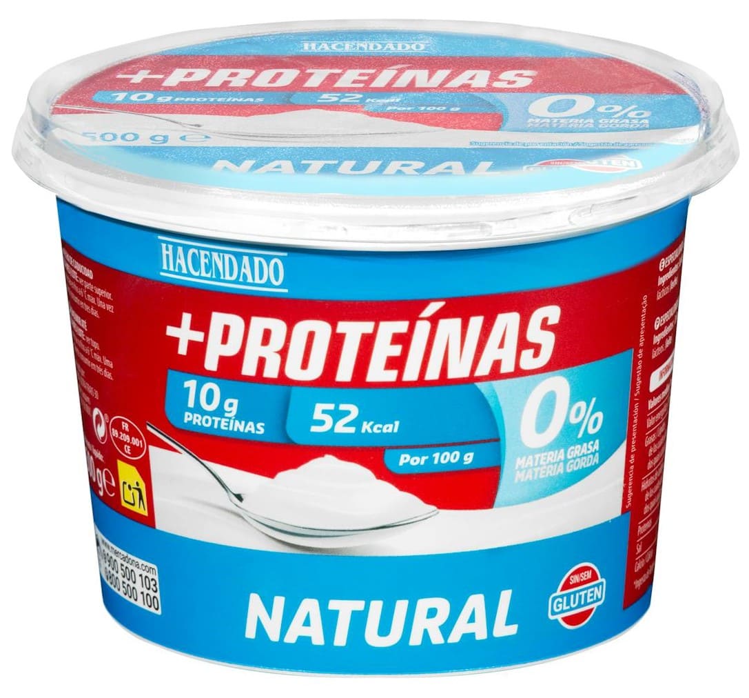 Postre lácteo natural +Proteínas Hacendado
