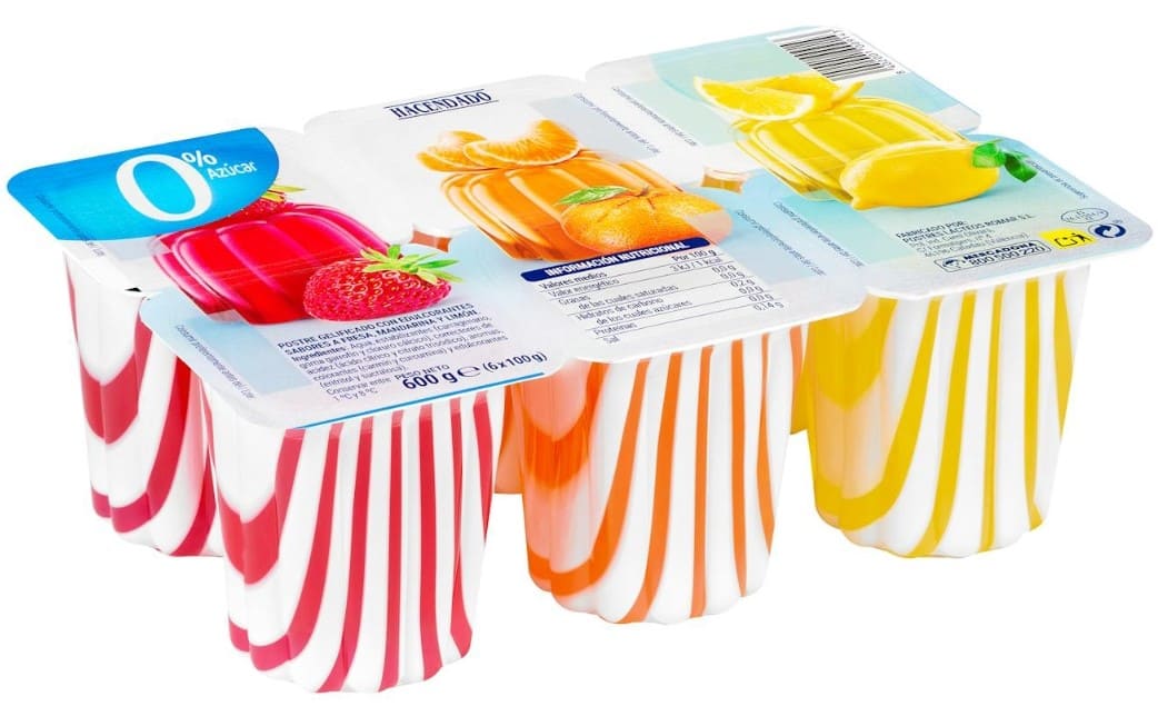 Preparado en polvo gelatina fresa Hacendado 0 azúcar