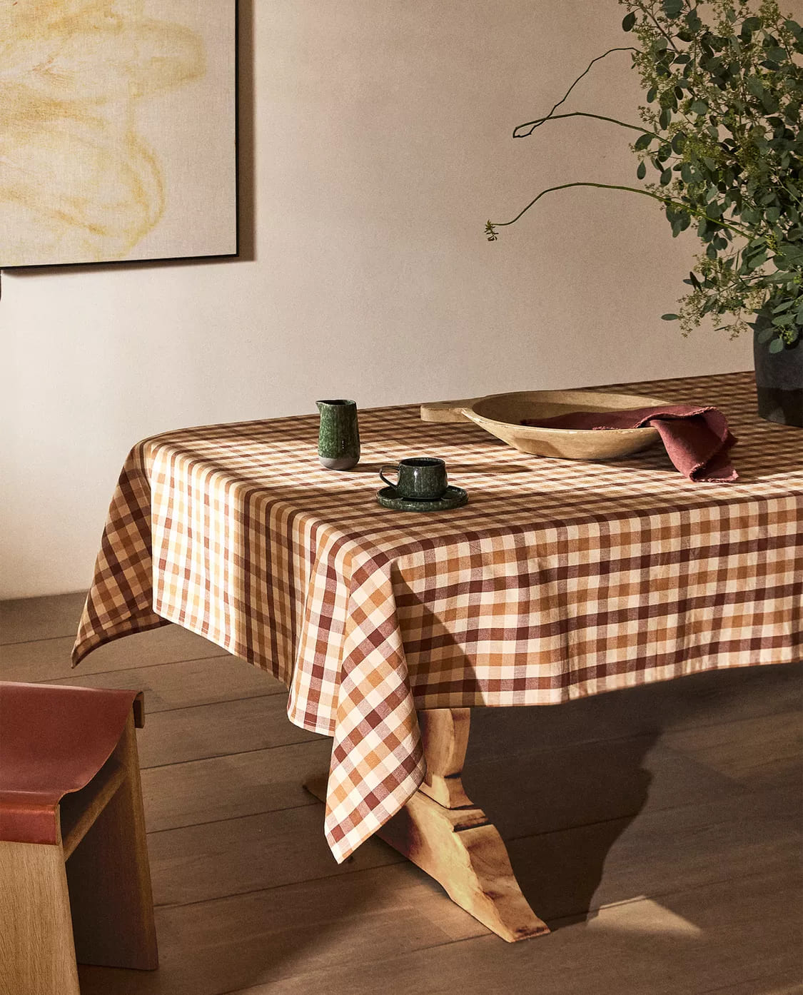 Mantel de cuadros de hilo tintado