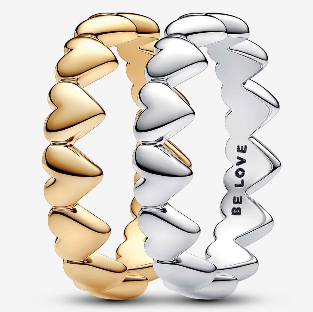 Conjunto de Regalo Anillo Fila de Corazones de Pandora