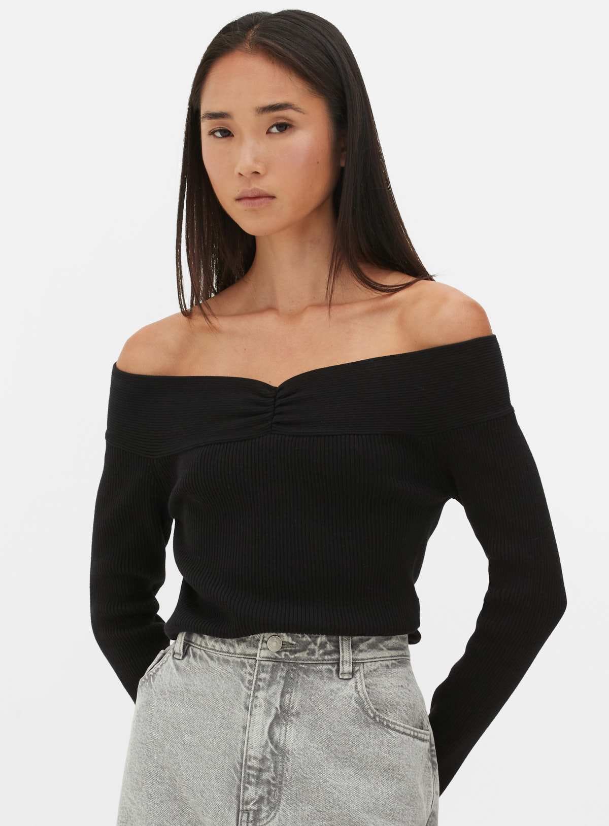 Jersey acanalado con escote barco de Primark