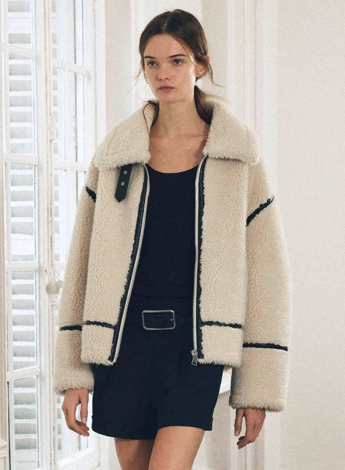 Chaqueta biker borreguillo zw collection de Zara