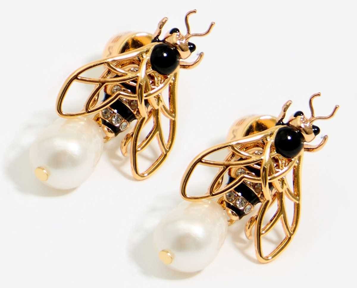 Pendientes abeja dorada y perla de Bimba y Lola