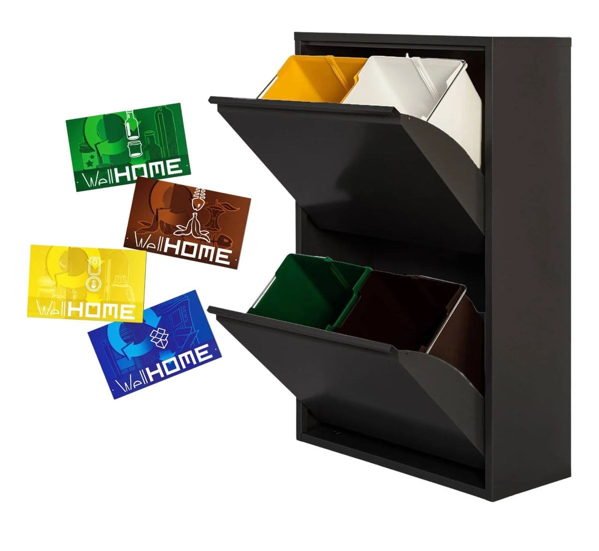 Cubo de basura y reciclaje metálico WELLHOME