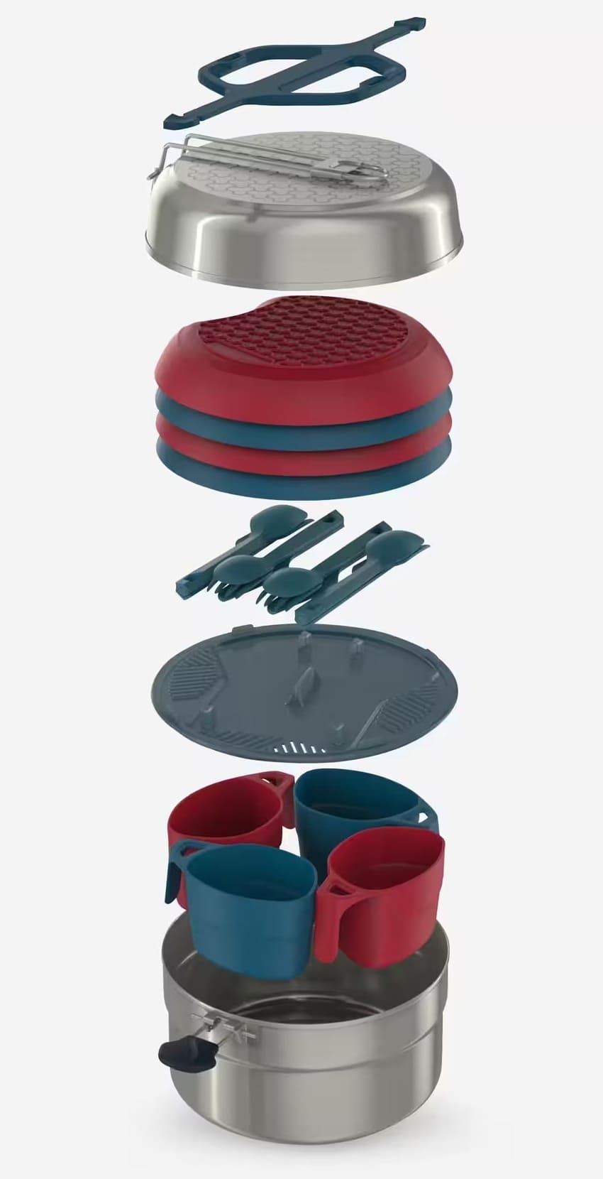 La fiambrera de camping para cuatro personas de acero inoxidable Quechua MH500 en Decathlon