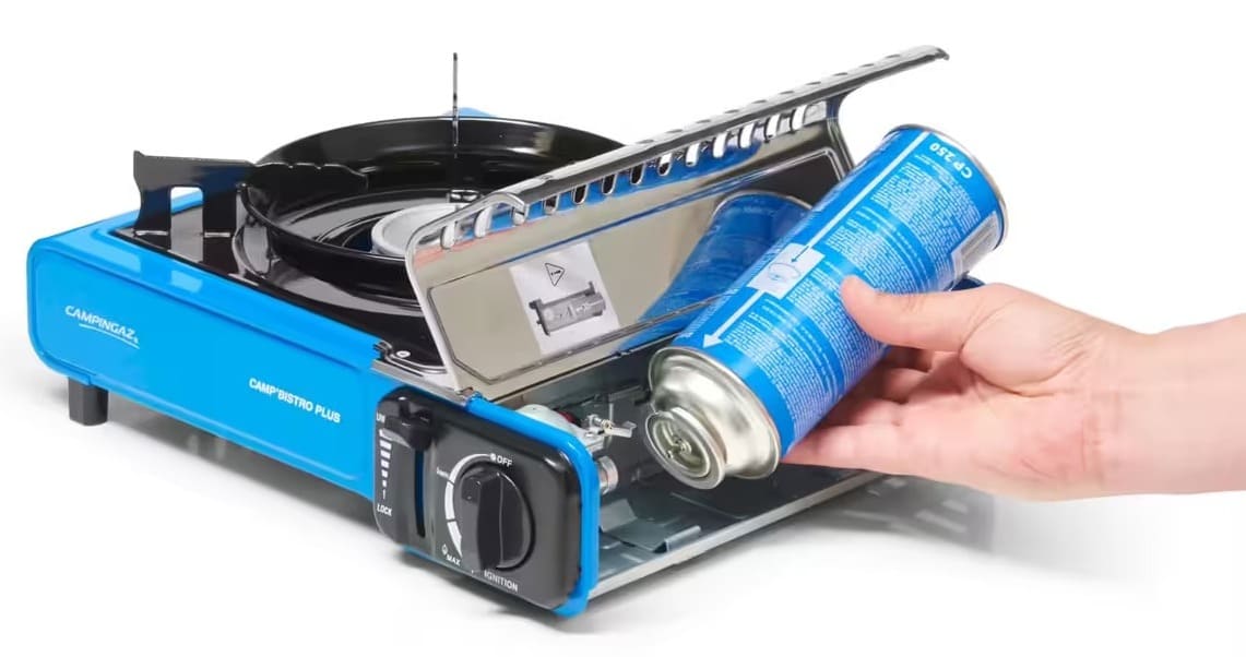 El hornillo de gas con 2200 W y un fogón Campingaz Bistro Plus de Decathlon