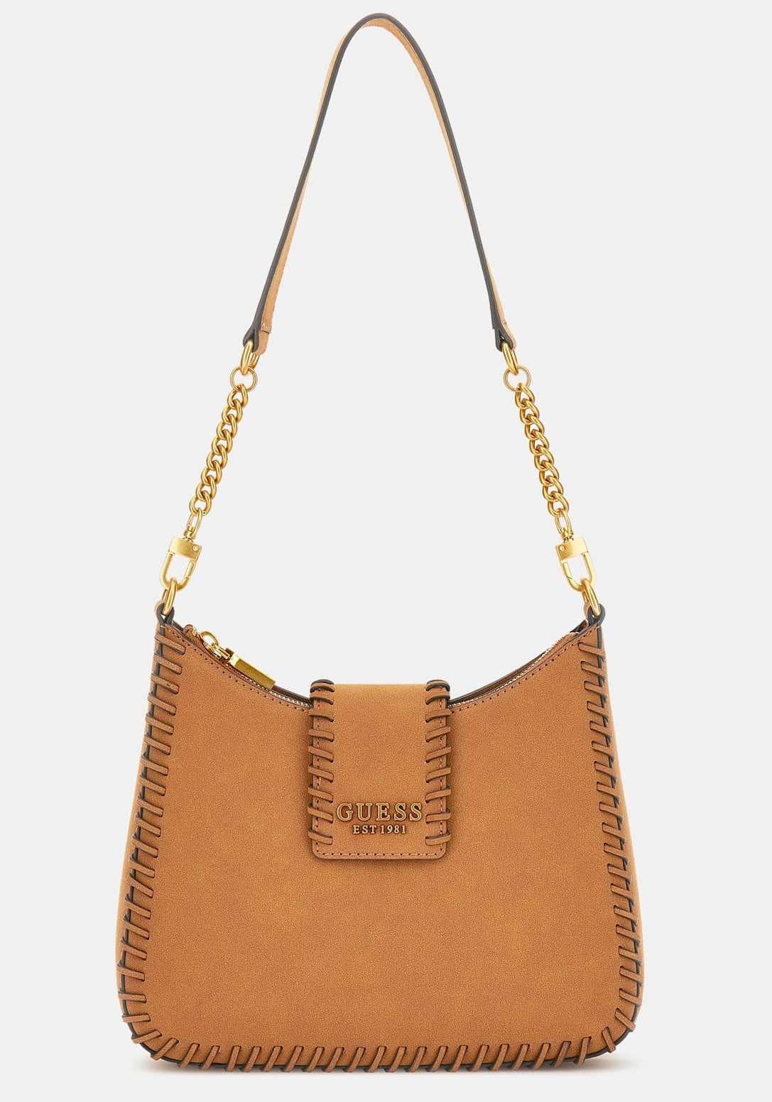 Bolso al hombro libera de piel auténtica de Guess