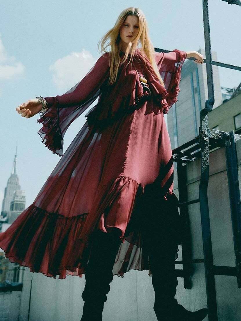 Sfera Vestido midi volantes