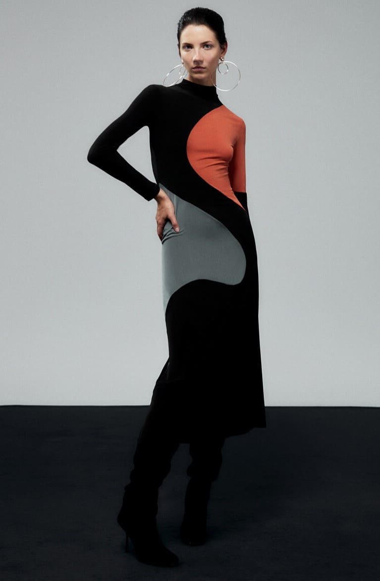 Sfera Vestido midi tricolor